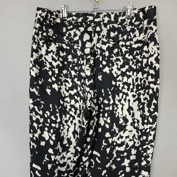 NWT Banana Republic Factory Pants Relaxed Trouser Black Off-White Abstract Sz 14 - Picture 11 of 12